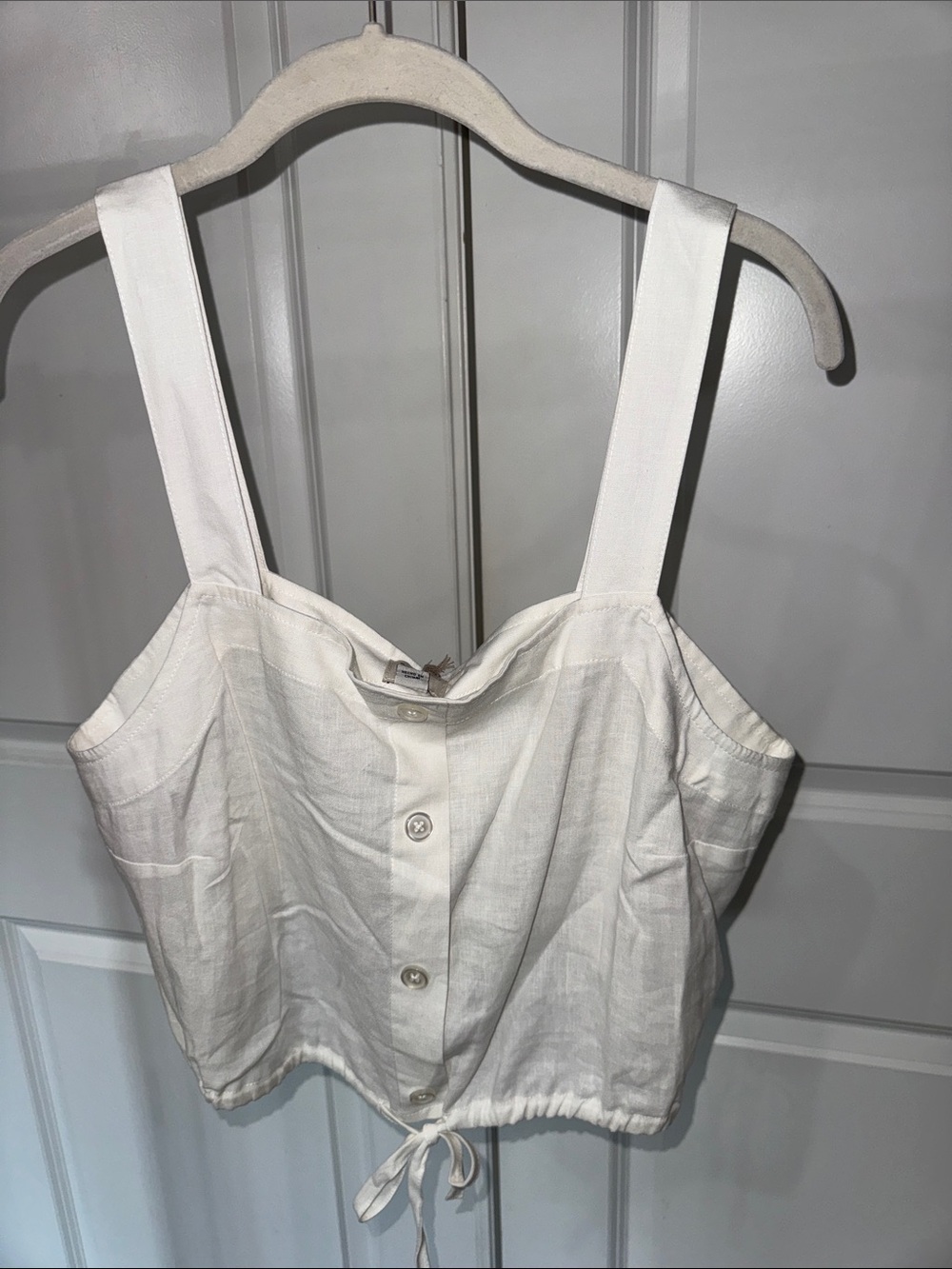 a new day White Button-Front Crop Camisole with Drawstring Hem